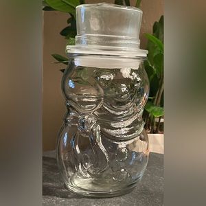 Vintage Libbey Snowman Glass Jar with Lid‎ for Winter or Christmas Decor
